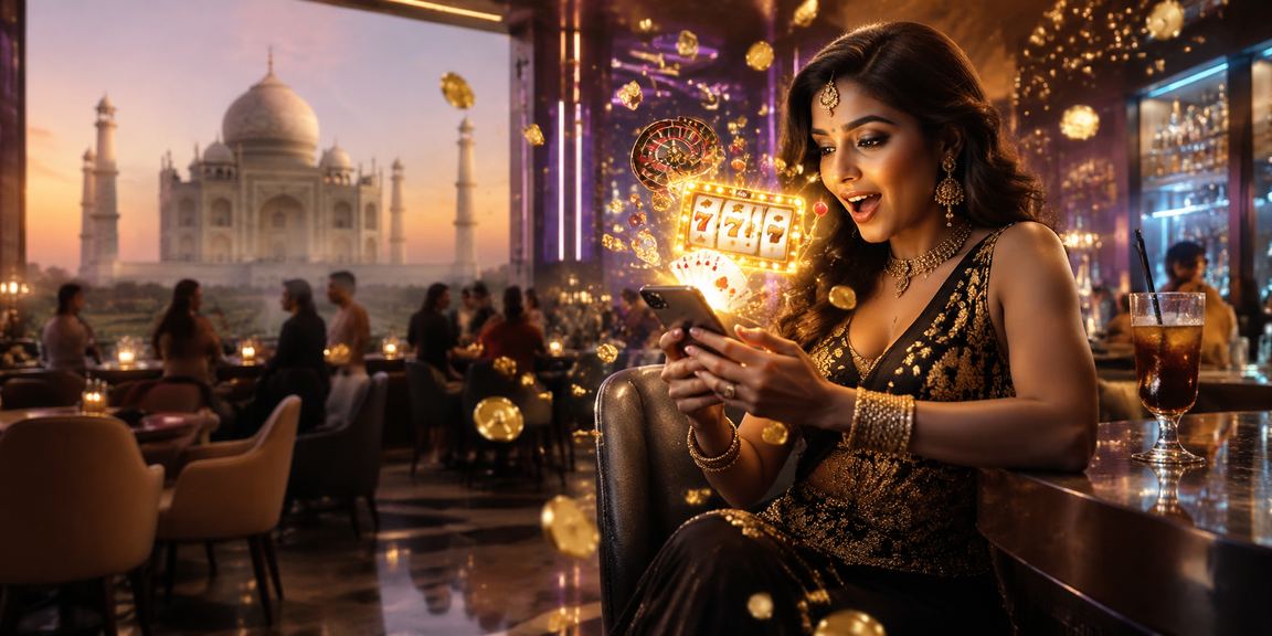 Vibrant neon-lit casino on a mobile device in Agra